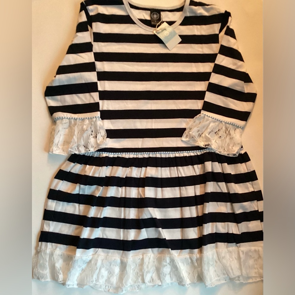 Beachcomber Coastal Kids Girls Striped Dress Large NWT